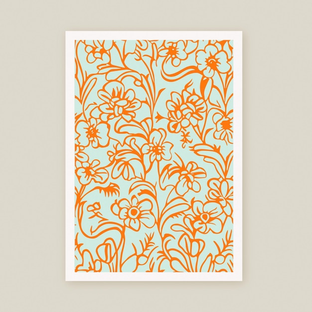 Contemporary Botanical Shapes Floral Pattern Cut Outs Leaves Print