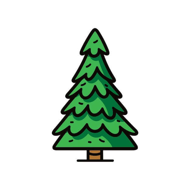 Contemporary Christmas Tree Graphic in 2D Flat Style