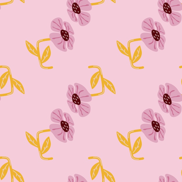 Contemporary cute stylized flowers seamless pattern Decorative naive style botanical wallpaper