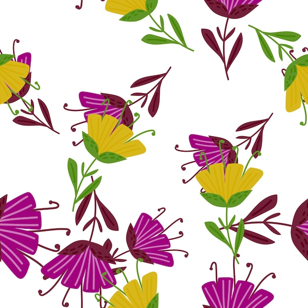 Contemporary flower seamless pattern cute stylized flowers wallpaper decorative naive botanical backdrop