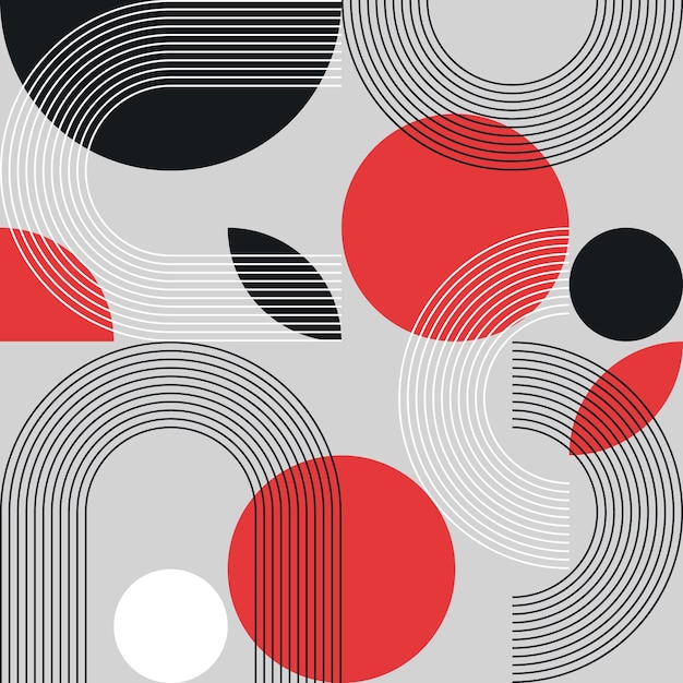 contemporary geometric pattern trendy red grey and black colors