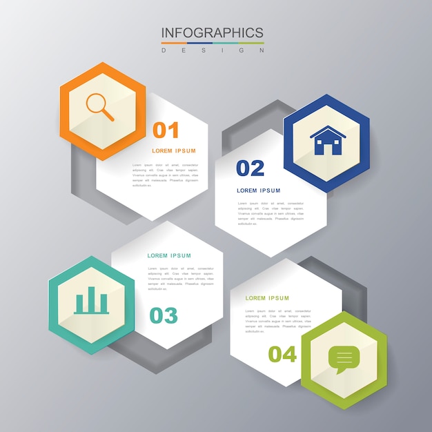 Contemporary infographic design with hexagon label elements