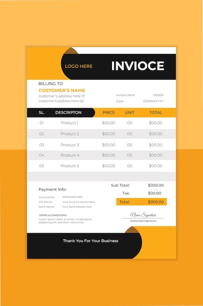 Vector contemporary invoice format