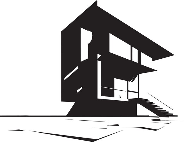 Vector contemporary living mark innovative house sketch icon modernity etched conceptual house sketch vect