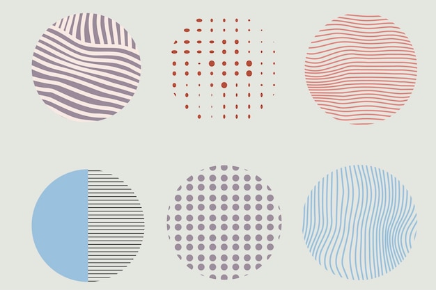 Contemporary modern trendy Vector illustration. Set of round Abstract Backgrounds or Patterns.