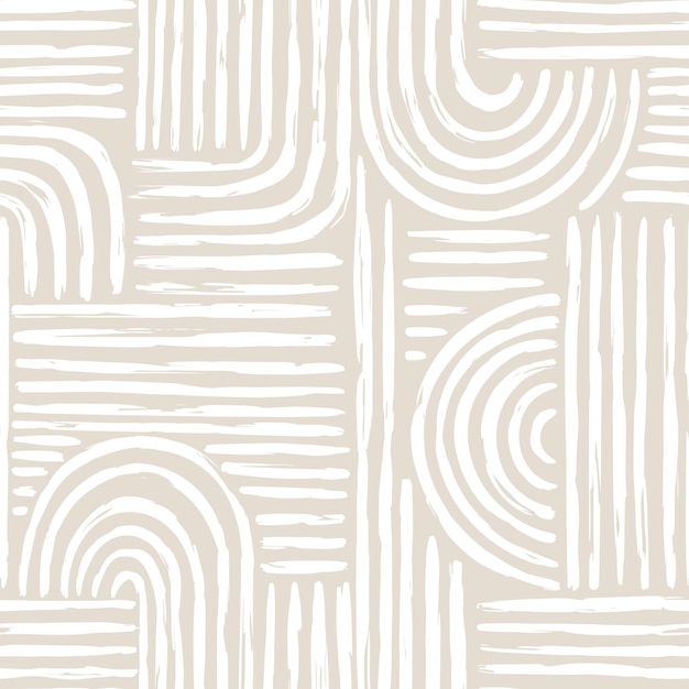 Contemporary seamless pattern with abstract line in nude colors.