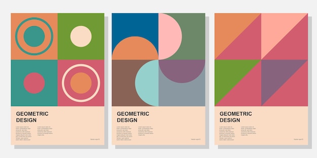 Contemporary set of creative geometric compositions for wall decoration postcard brochure