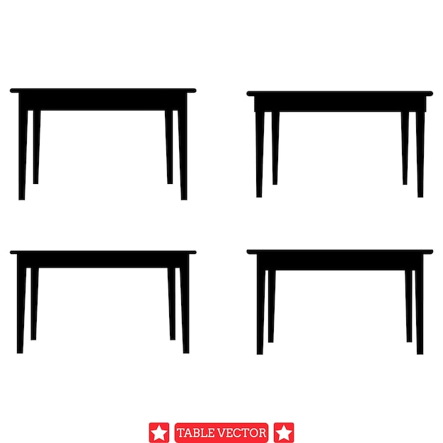 Vector contemporary table silhouettes ideal for interior design and visual communication