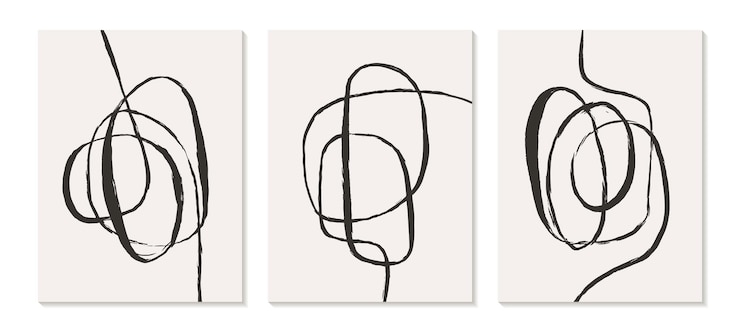 Vector contemporary templates with abstract shapes modern mid century boho style