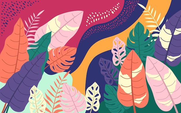 Contemporary tropical monstera leaves design