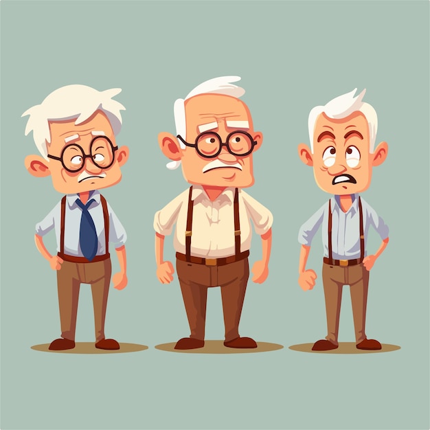 Vector contempt emotion of grandfather in flat design