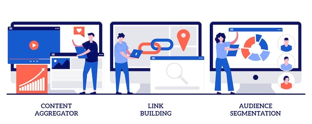 Content aggregator, link building, audience segmentation concept