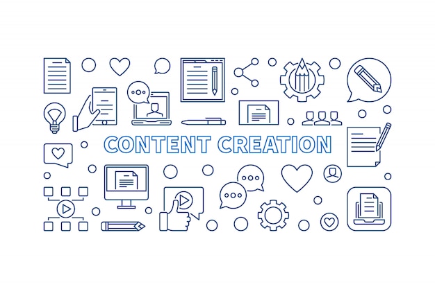 Content creation concept outline icons