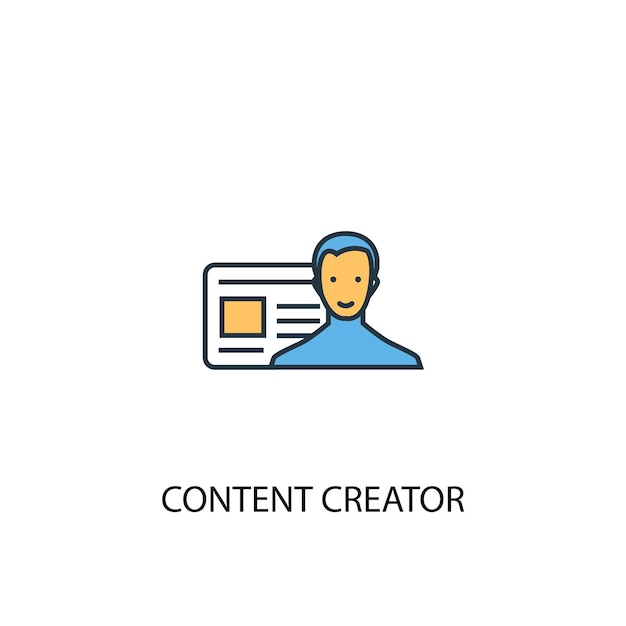 Content creator concept 2 colored line icon. Simple yellow and blue element illustration. content creator concept outline symbol design