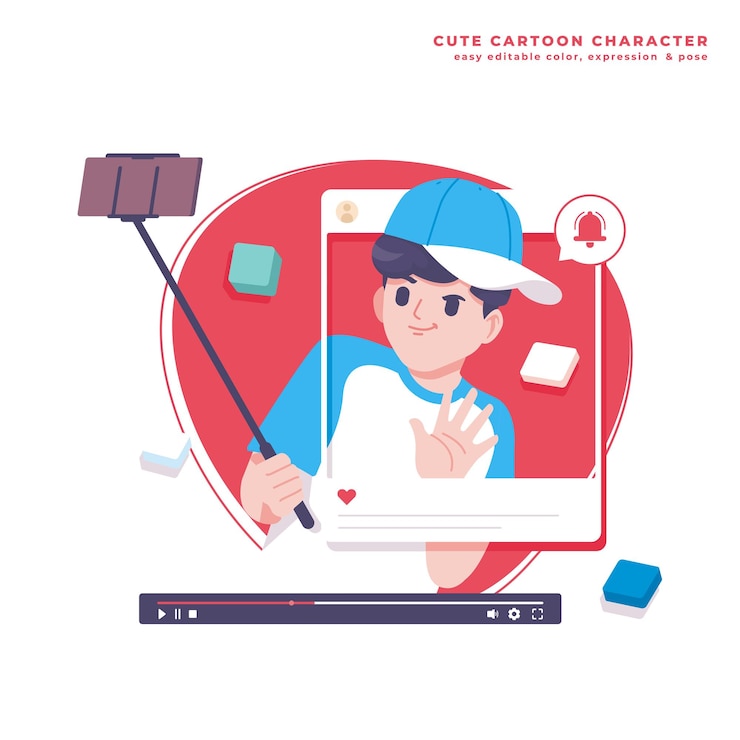 Vector 콘텐츠 제작자 귀여운 만화 일러스트레이션
