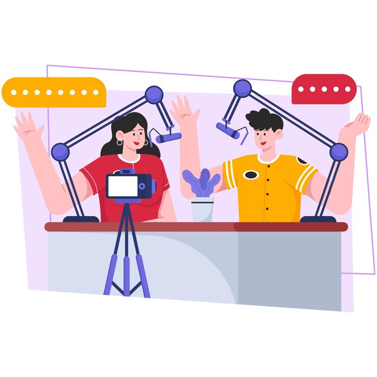 Vector 콘텐츠 크리에이터 일러스트레이션_팟캐스트 콘텐츠