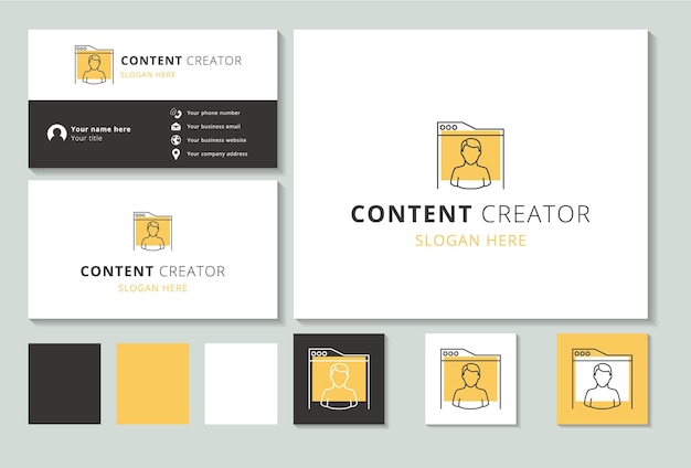 Content creator logo design with editable slogan branding