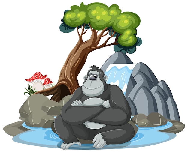 Content Gorilla in a Serene Landscape