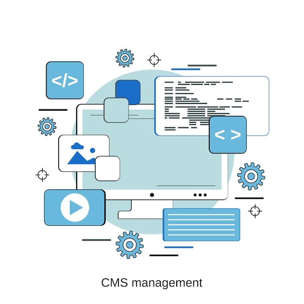 Content management system flat design style vector concept illustration