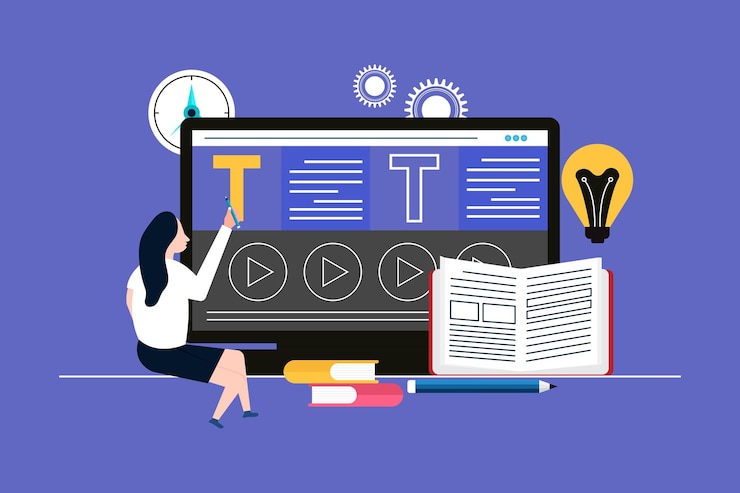 Vector content management teamwork concept