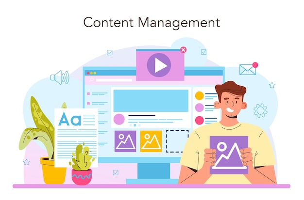 Content manager concept. Idea of digital promotion strategy and content