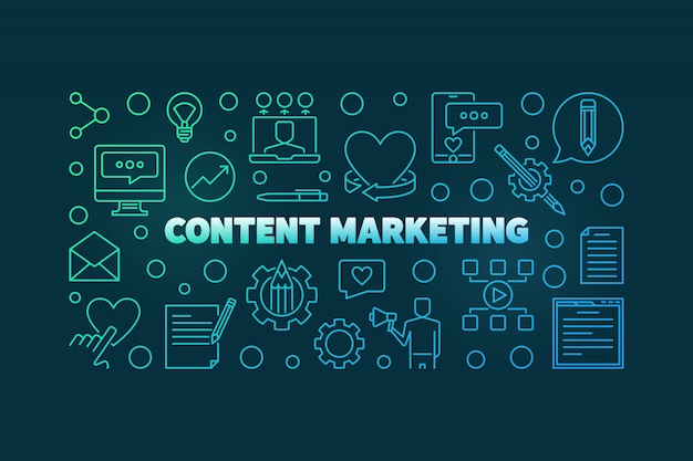 Content marketing concept gekleurde omtrek pictogrammen