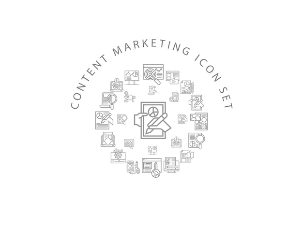 Content marketing icon set design