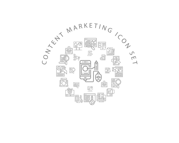 Progettazione del set di icone di marketing dei contenuti