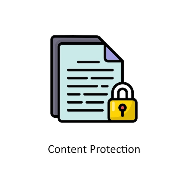 Content Protection Vector Filled Outline Icon Design illustration