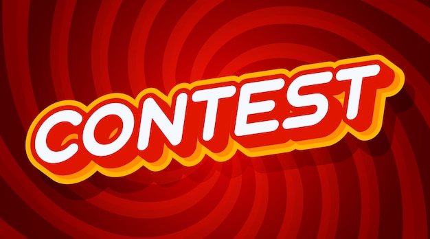 Contest red and yellow text effect template with 3d type style