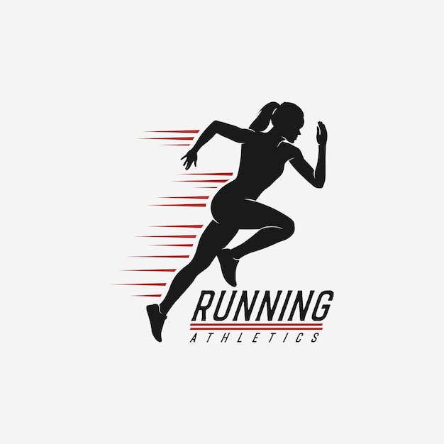 Vector contest running female athletics logo vector