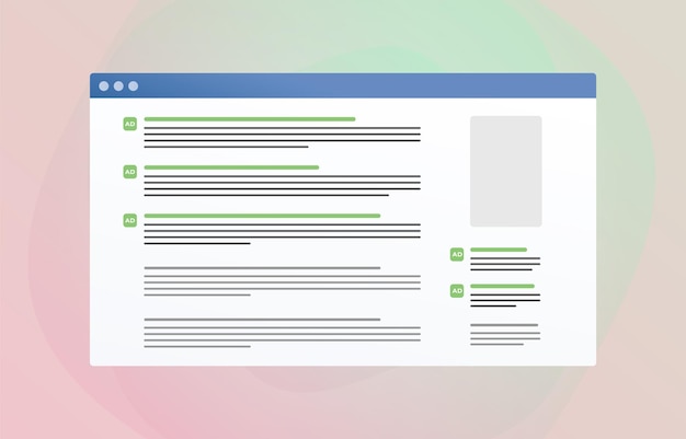 Concetto di pubblicità display di targeting contestuale in design piatto