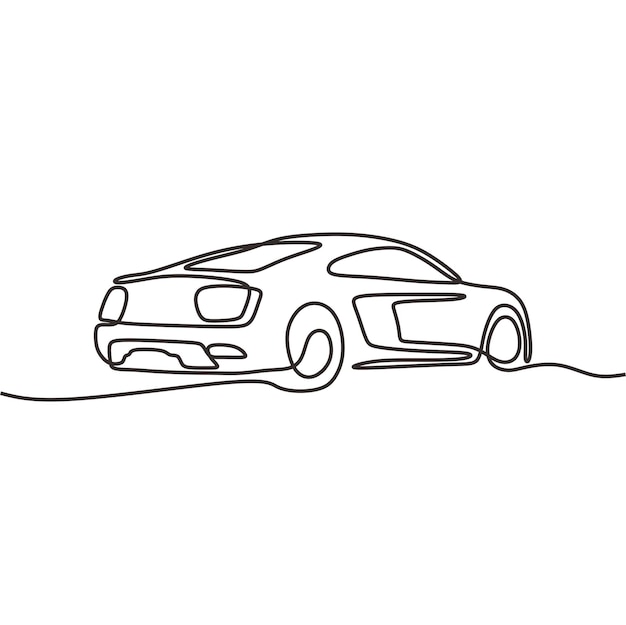 continous line art car automotive black line conceptual draw