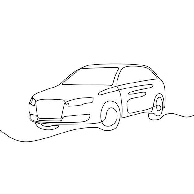 continous line art car automotive black line conceptual