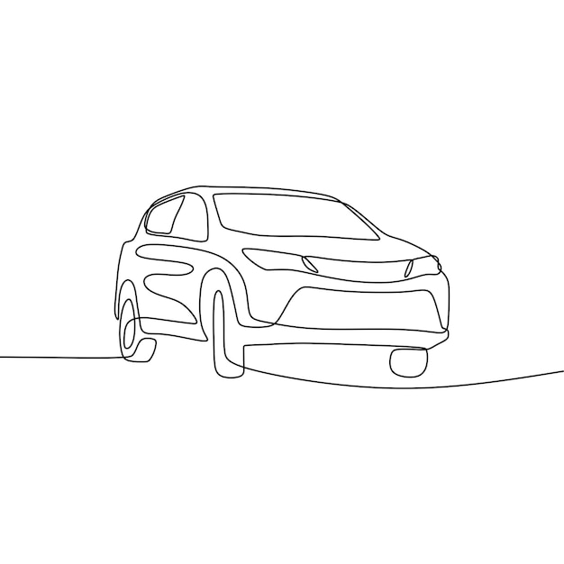 Continous line art of car