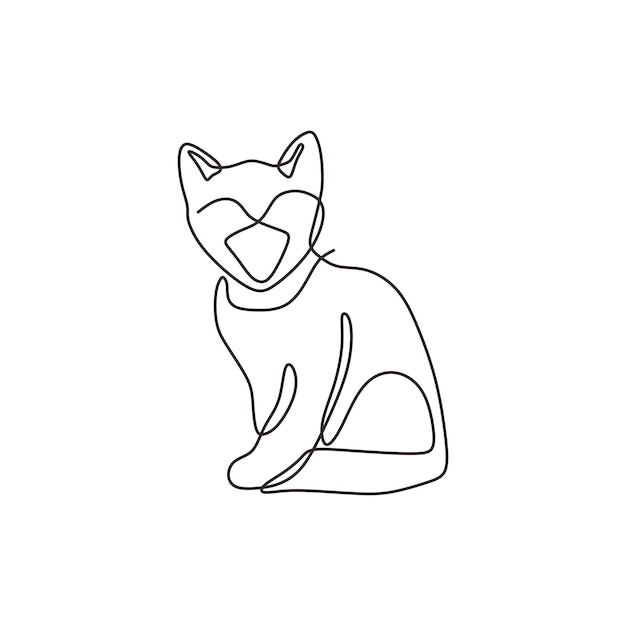 continous line art cat animal black line conceptual draw