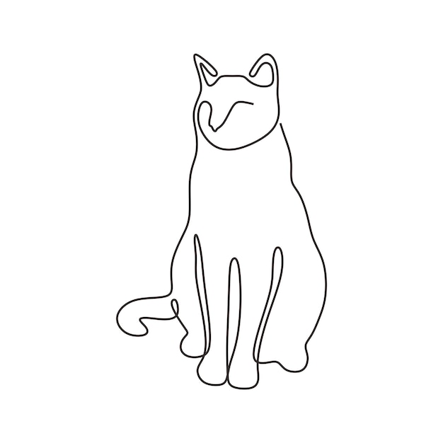 continous line art cat animal black line conceptual draw