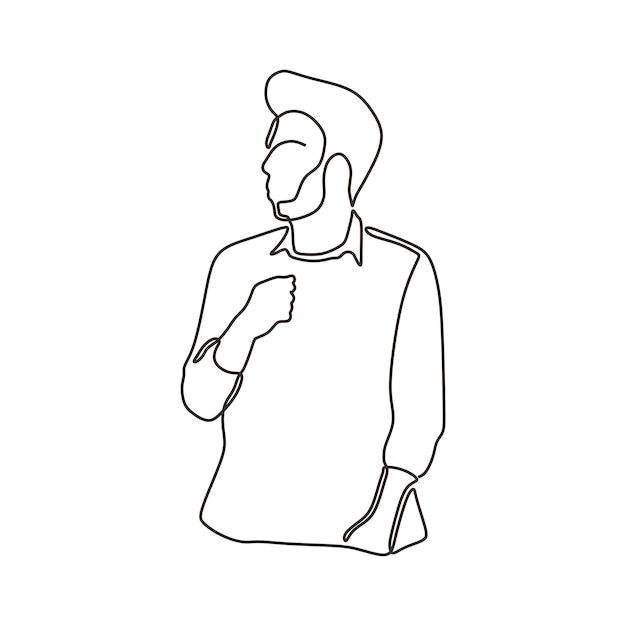 continous single line art man with pose black line conceptual