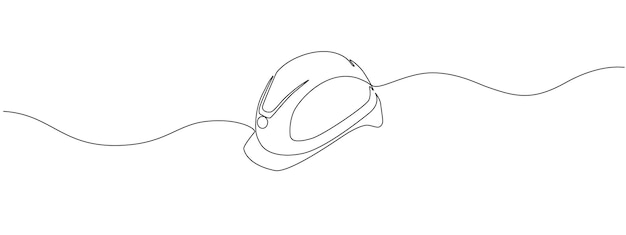Continu één lijn continue illustratie van veiligheidshelm voor veilig werk Bouwapparatuur enkele vector bewerkbare lijn Bouwconcept