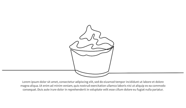 Continu één lijn cup cakes Minimalistische stijl vector illustratie op witte achtergrond