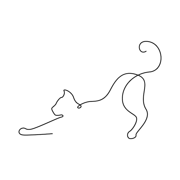 Continu één lijn kat huisdier tekenen uit lijn vector illustratie ontwerp