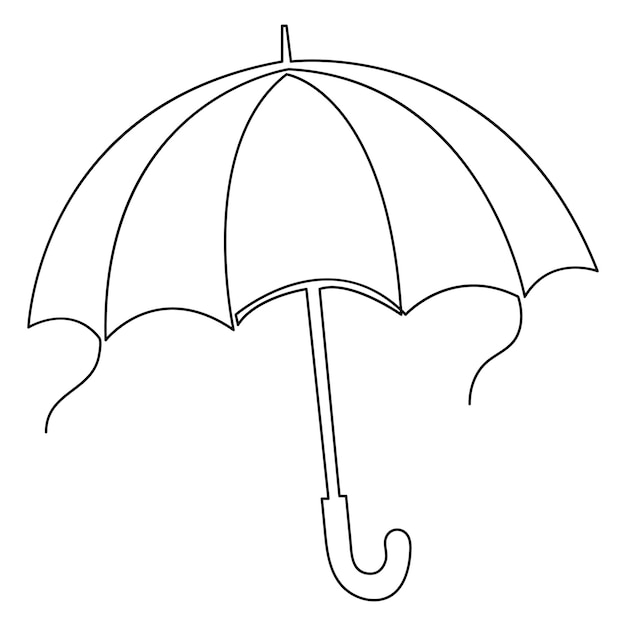 Continu één lijn kunst tekening van doodle paraplu omtrek vector kunst schets