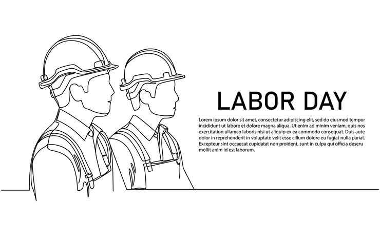 Vector continu één lijn tekenen arbeid dag concept doodle vector illustratie pro vector