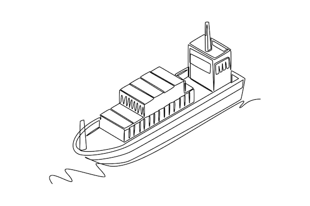 Vector continu één lijn tekenen verdeling en logistisch concept eén lijn teken ontwerp vector grafische illustratie