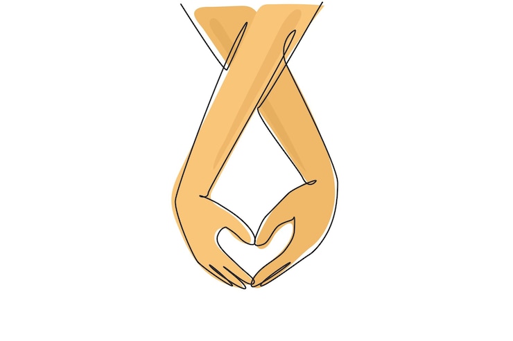 Vector continu één lijn tekening bruid bruidegom hand in hand maken van liefde vorm vector grafische illustratie