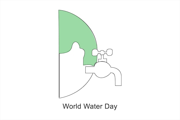 Continu één lijn tekening van aardwater Wereldwaterdag concept geïsoleerde vector illustratie