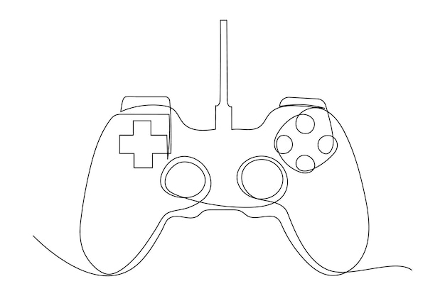 Continu één lijn tekening van game stick joystick gaming controller outline vector illustratie