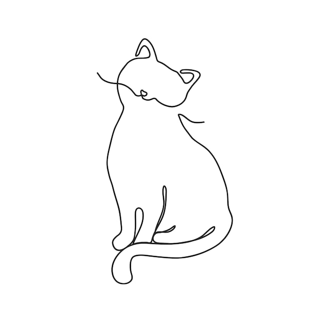 Continu één lijn tekening van kat Abstracte kitten huisdier in lijn kunststijl