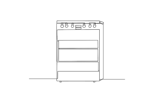 Continu een lijntekening grote oven Huishoudelijke apparaten concept Enkele lijn tekenen ontwerp vector grafische illustratie