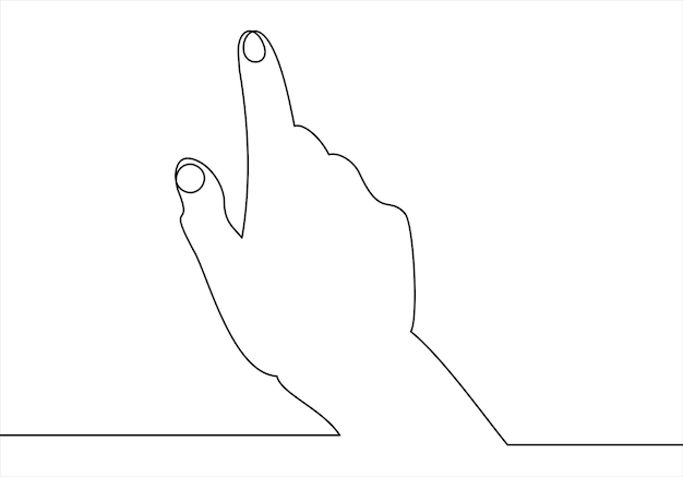 Continu één lijntekening handpalm vingers gebaren. Hand wijzende richting vinger